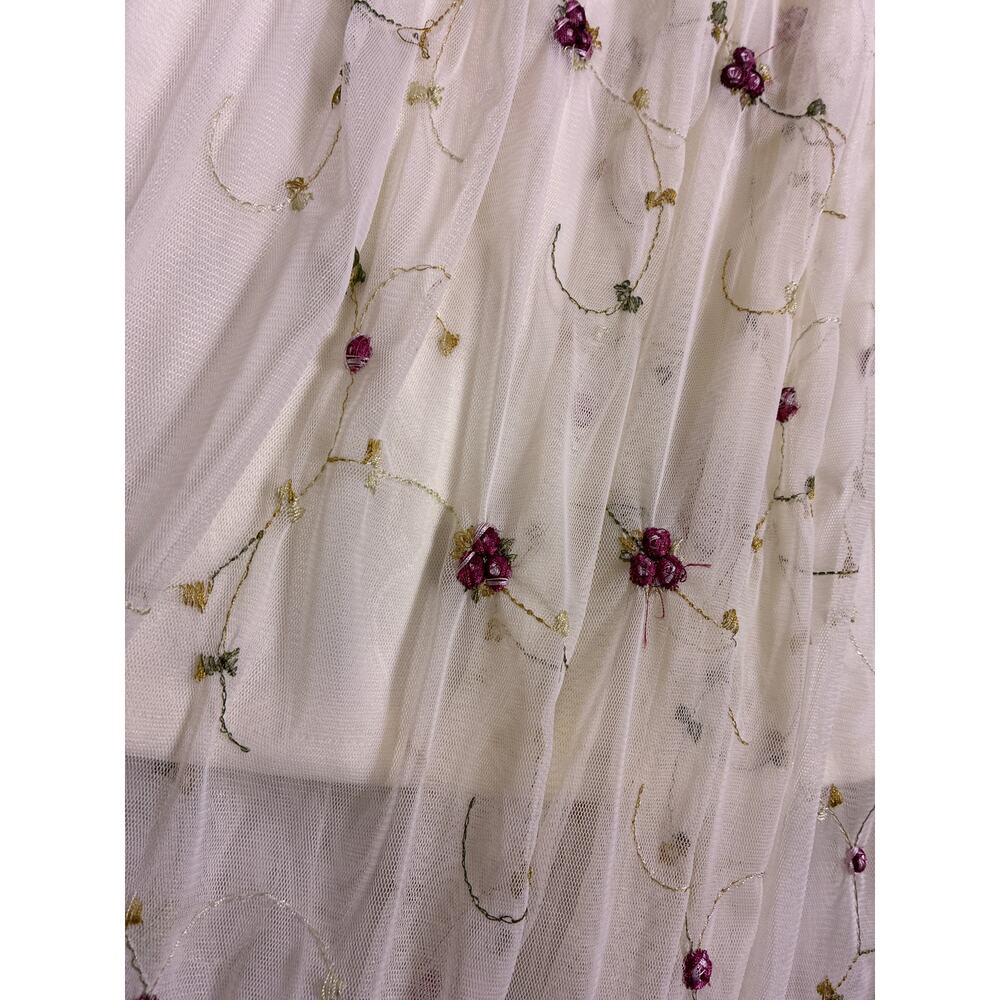 Sheer White Floral Embroidery Skirt‎ M Cottagecore Coquette Fairycore Feminine - Picture 3 of 5